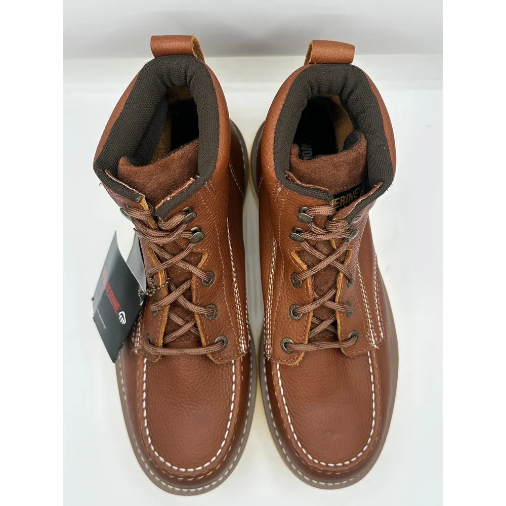 Wolverine Loader 6 Inch Wedge Work Boots Brown Leather Moc Toe W08288 Mens 10 M